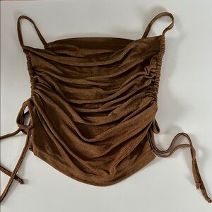 Brown Ruched Crop Top